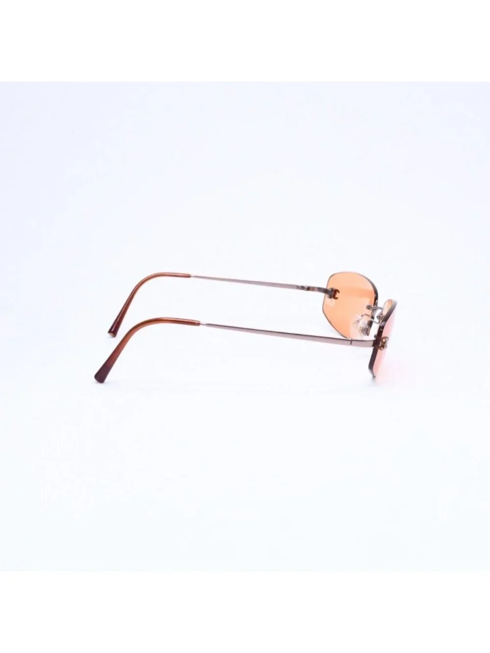 Chanel Rimless Sunglasses Side CC Logo Metal Orange 19 Eyewear